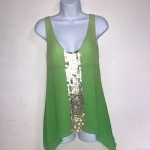 BCBG Max Azria silk sequins detail top